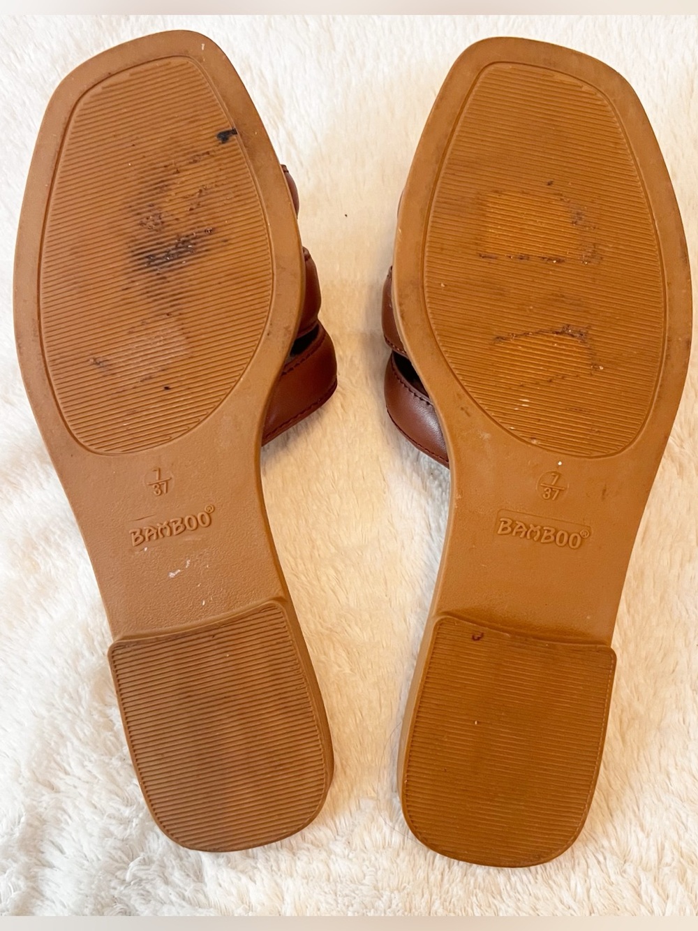 BAMBOO Tan/Brown Slide Mules with Cutout Strap - Picture 4 of 6